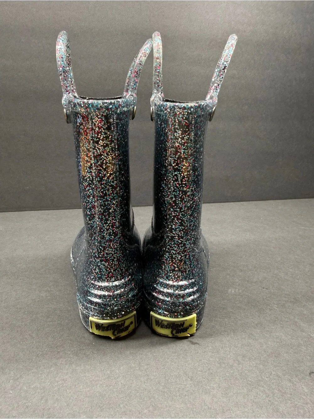 Western Chief Kids Glitter Rain Boots - Teal with Multicolor Sparkle
